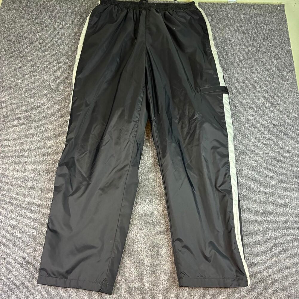 Nike Men’s Windbreaker Track Pants Size XL Black Gray Stripe Nylon Athletic